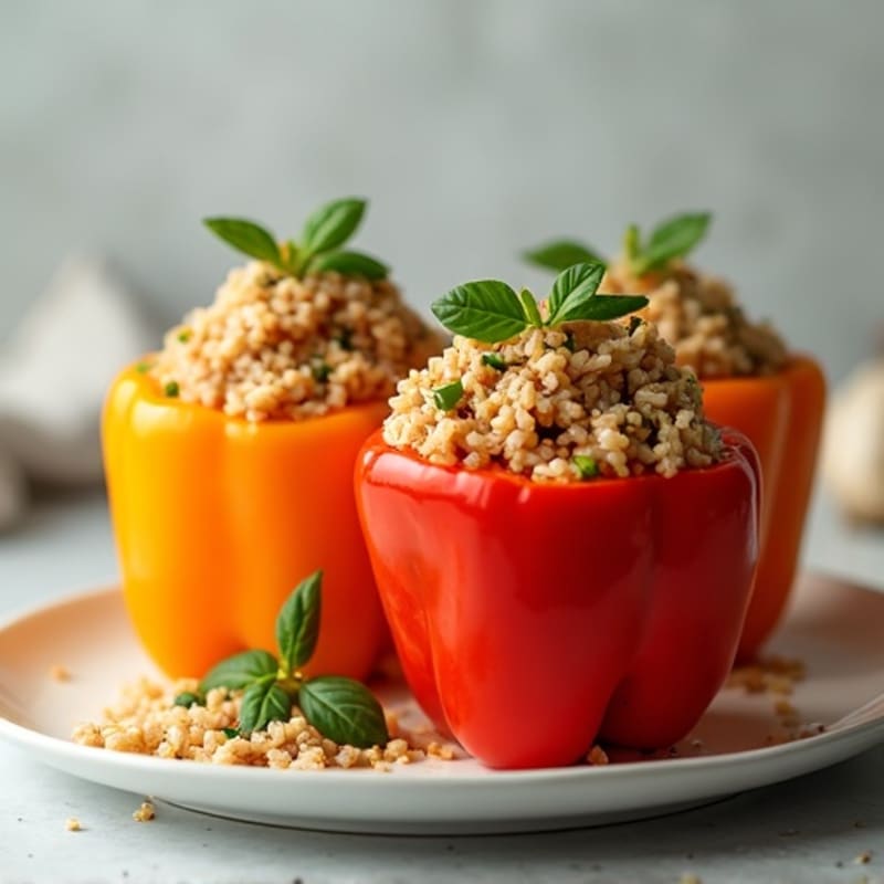 Lean Ground Turkey and Brown Rice Stuffed Bell Peppers