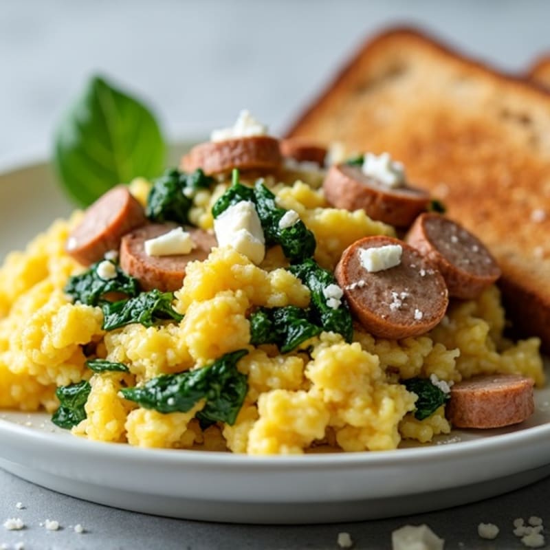 Egg White Scramble with Spinach and Turkey Sausage