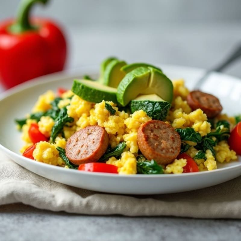 Egg White Scramble with Spinach and Turkey Sausage