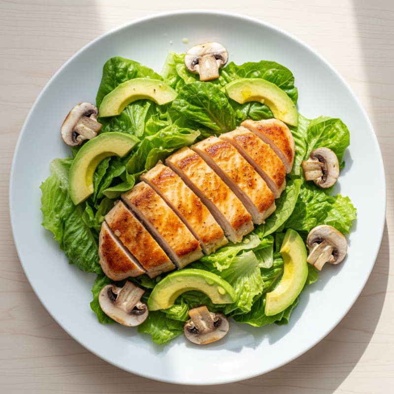 Seared Chicken Breast with Avocado Lettuce Salad