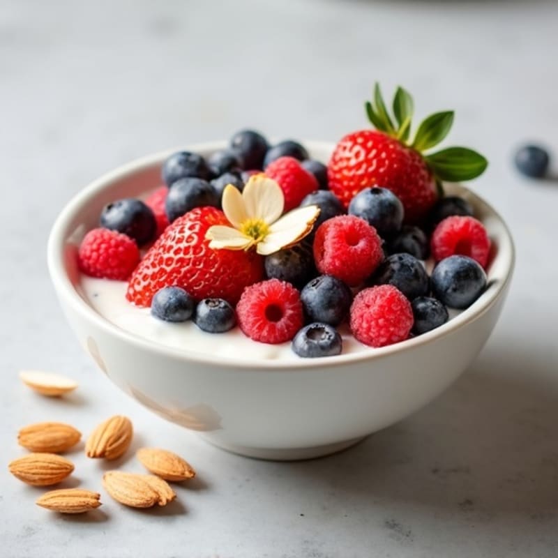 Creamy Greek Yogurt with Fresh Berries and Crunchy Almonds