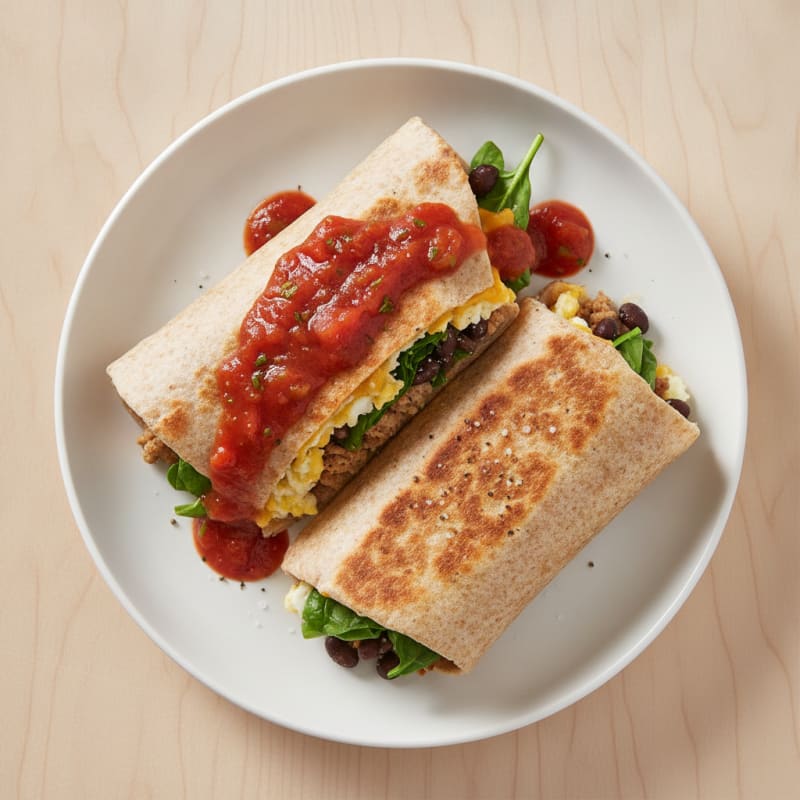 Hearty Breakfast Burrito with Salsa