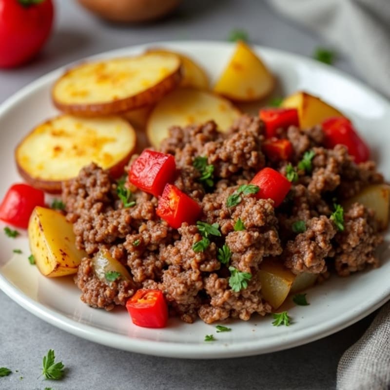 Savory Ground Beef and Roasted Potato Bake