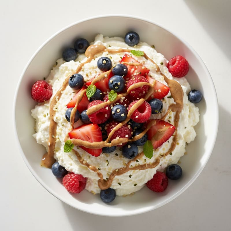 Silky Greek Yogurt Protein Mousse with Mixed Berries