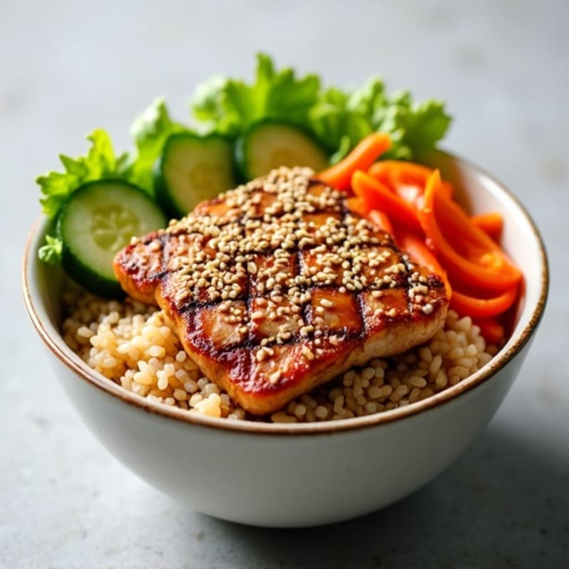 Sesame-Crusted Tuna Rice Bowl with Fresh Vegetables
