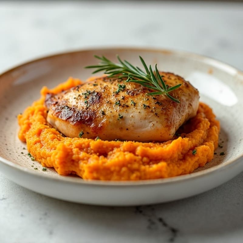 Herb-Roasted Chicken with Sweet Potato Mash