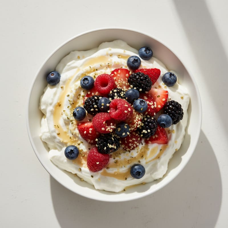 Greek Yogurt Protein Mousse with Mixed Berries