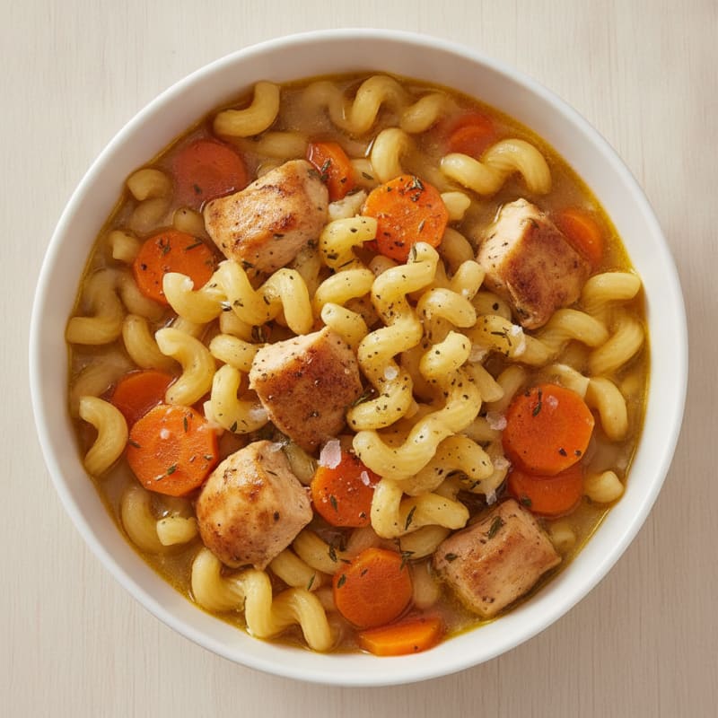 Clean Protein Chicken and Carrot Noodle Soup