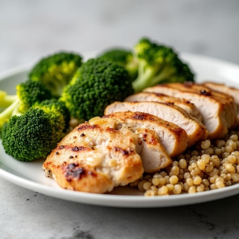 Grilled Turkey Breast with Roasted Broccoli and Quinoa