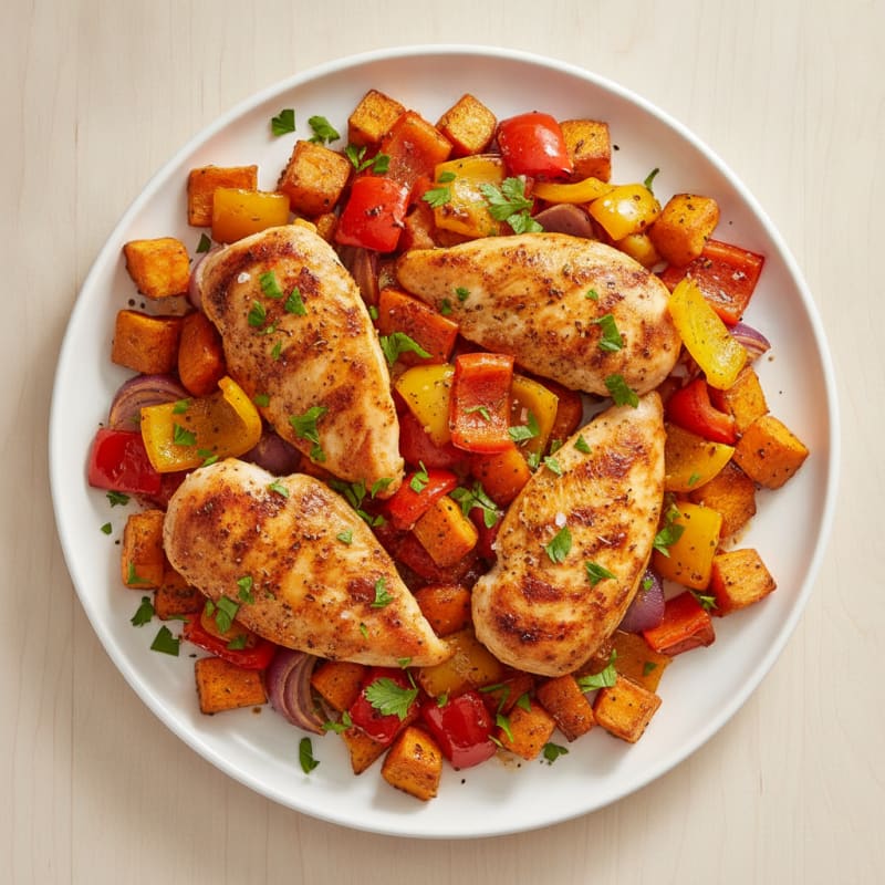 Sheet Pan Chicken with Roasted Capsicum