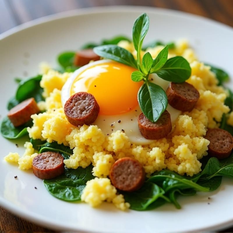 Egg White Scramble with Spinach and Turkey Sausage