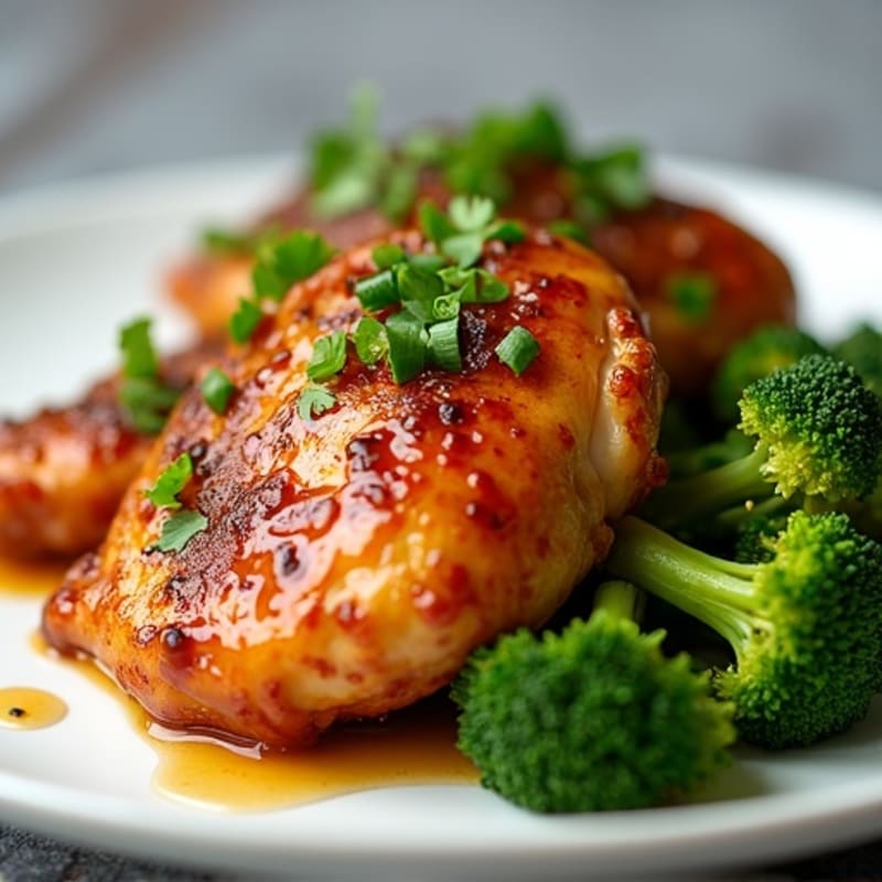 Crispy Honey Garlic Chicken Thighs with Roasted Broccoli