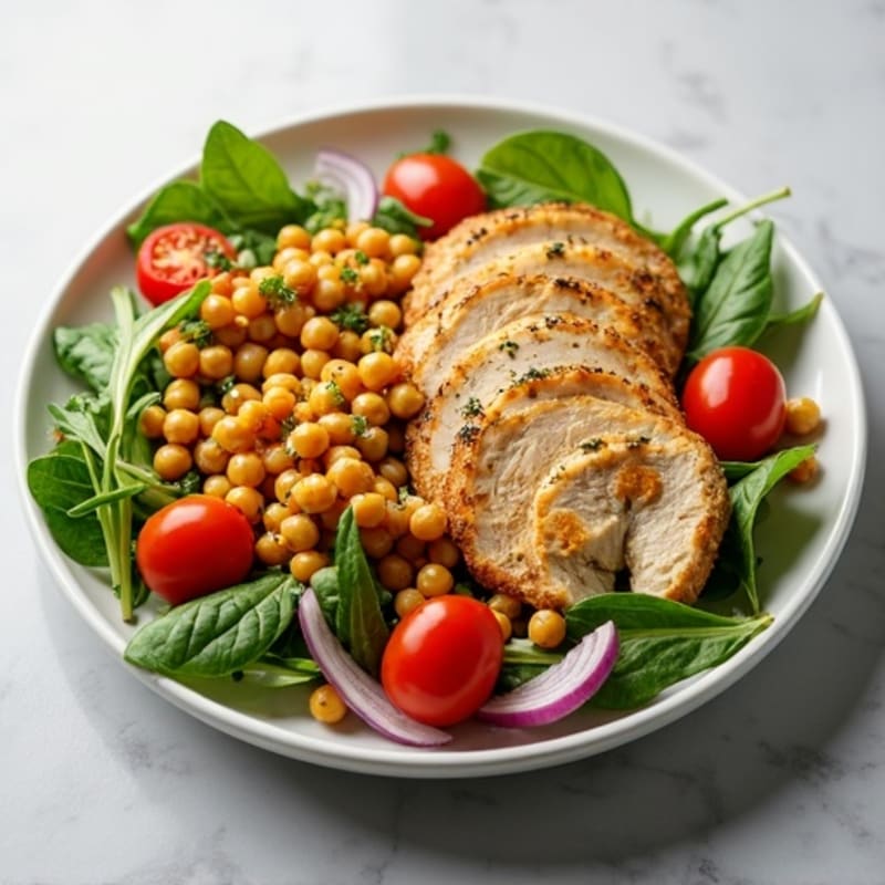 Lemon-Herb Roasted Chicken and Crispy Chickpea Salad