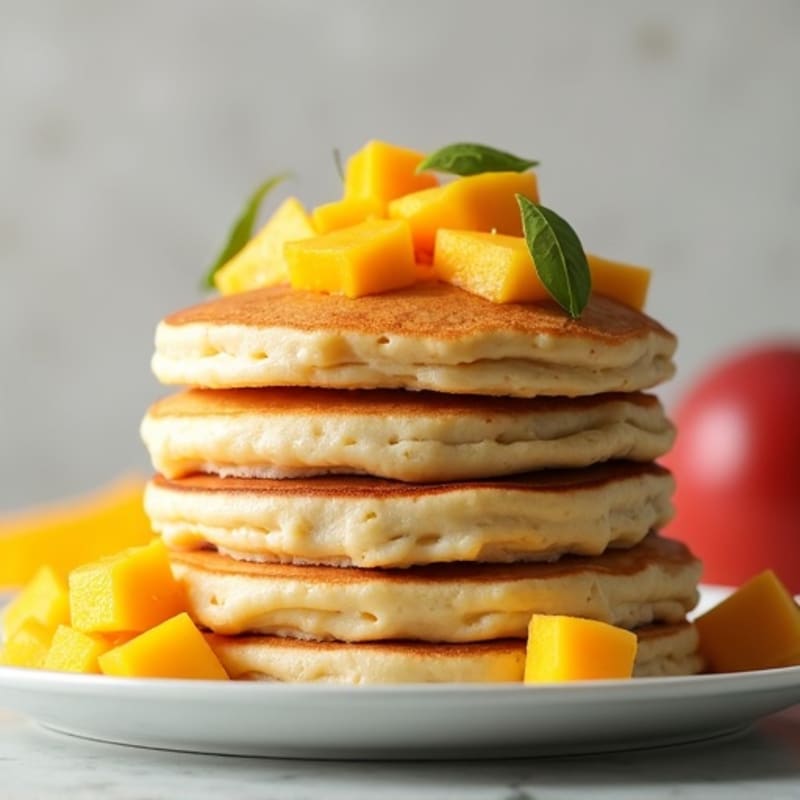 Fluffy Mango Cottage Cheese Protein Pancakes