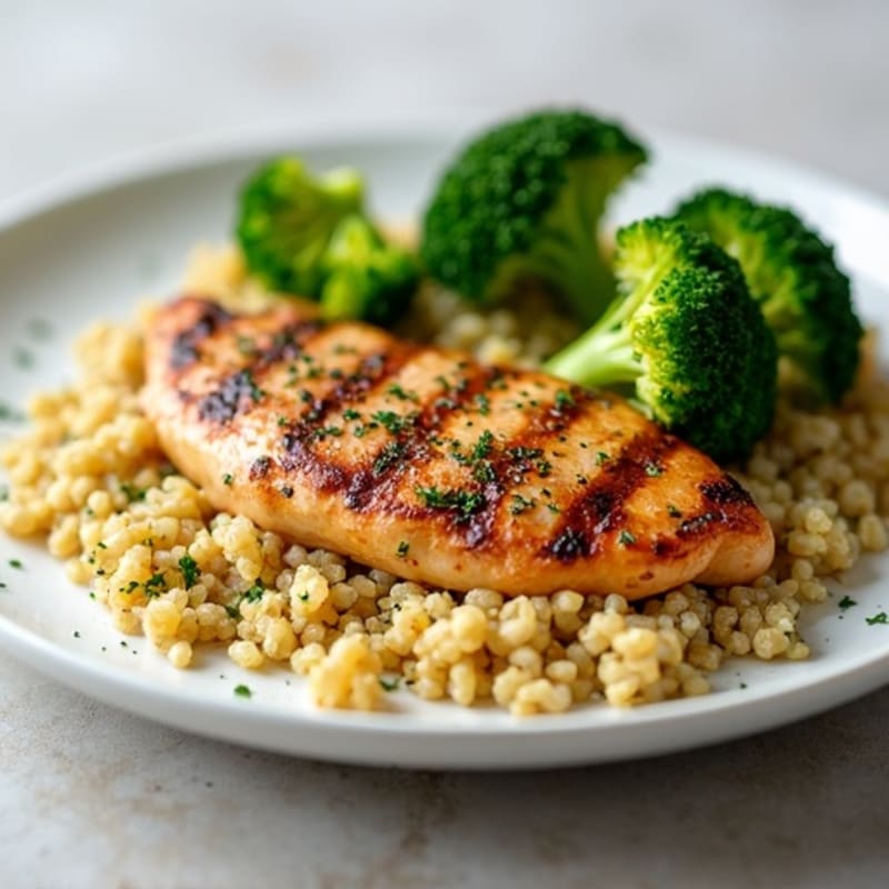 Grilled Chicken Breast with Quinoa and Steamed Broccoli