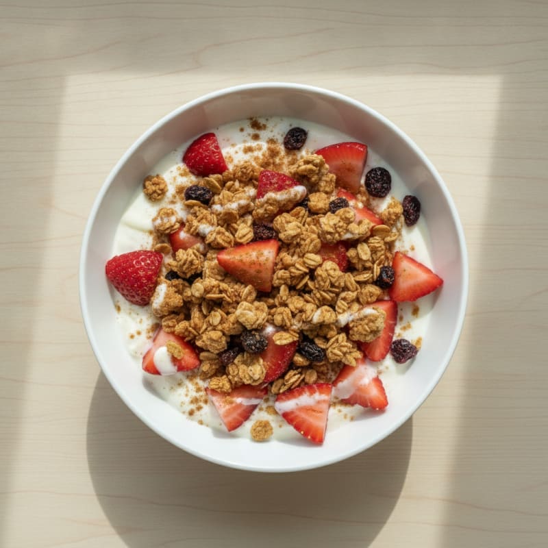 Strawberry Vanilla Yogurt Granola Bowl
