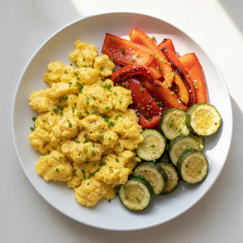 Hearty Scrambled Eggs with Roasted Vegetables