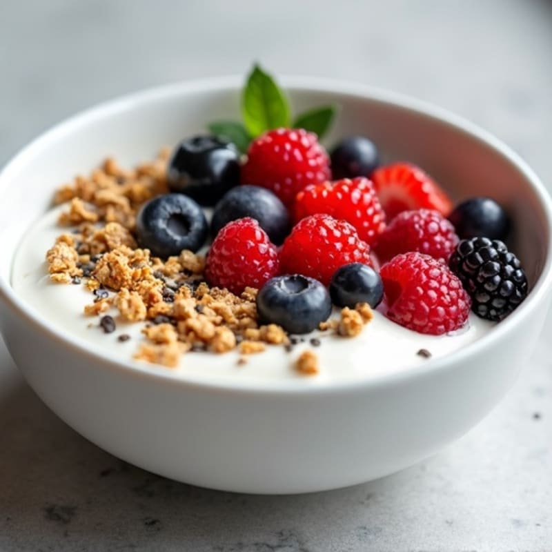 Silky Greek Yogurt Bowl with Hemp Seeds and Mixed Berries
