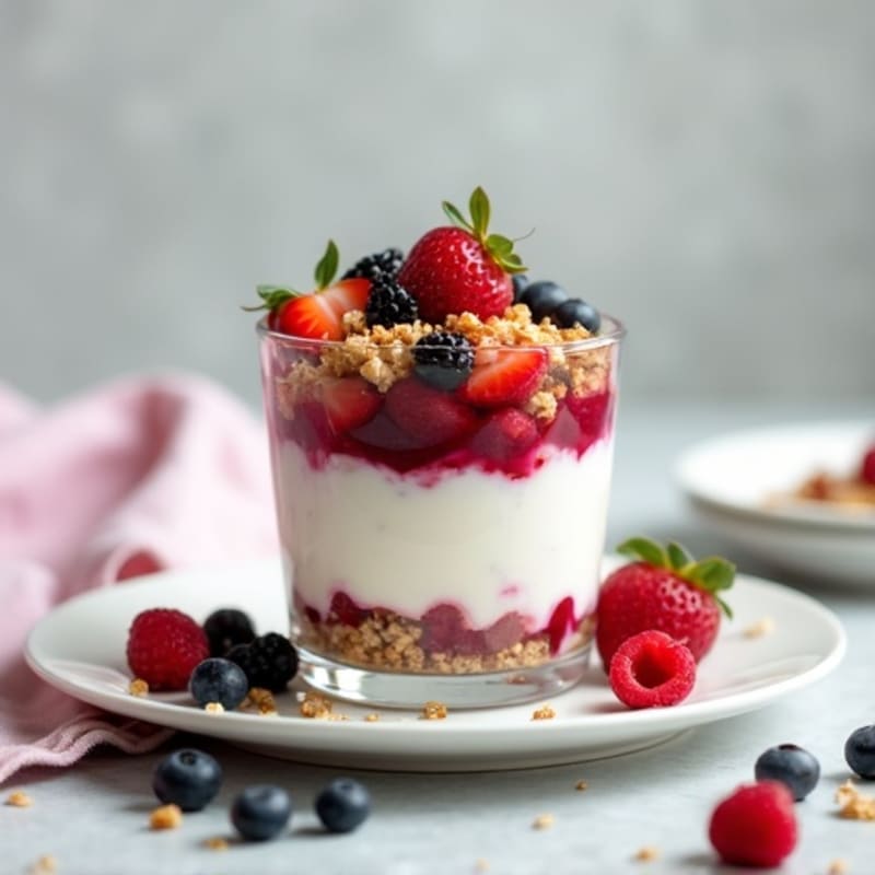 Greek Yogurt Protein Parfait with Mixed Berries