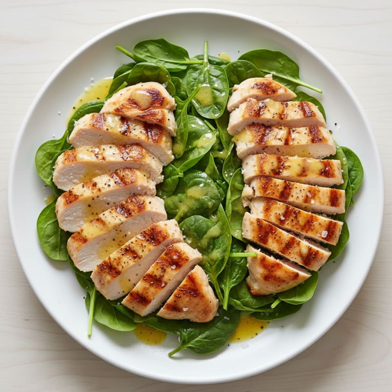 Grilled Chicken and Spinach Salad with Lemon Vinaigrette