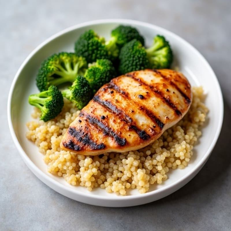 Grilled Chicken Breast with Quinoa and Steamed Broccoli