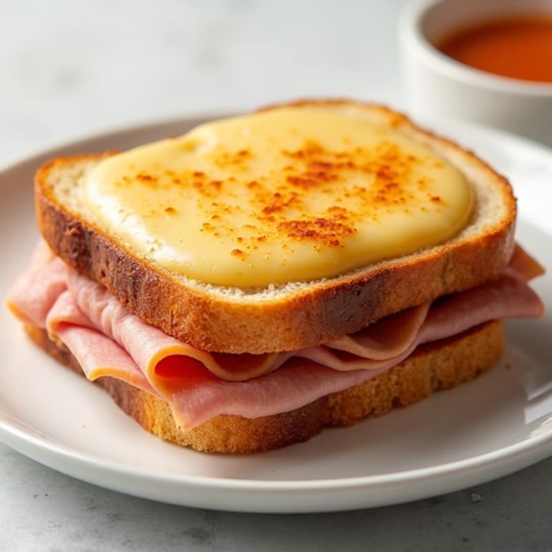 Open-Face Crispy Ham and Melted Swiss on Sourdough