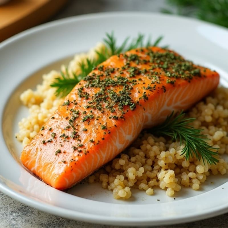 Herb-Crusted Baked Salmon with Quinoa