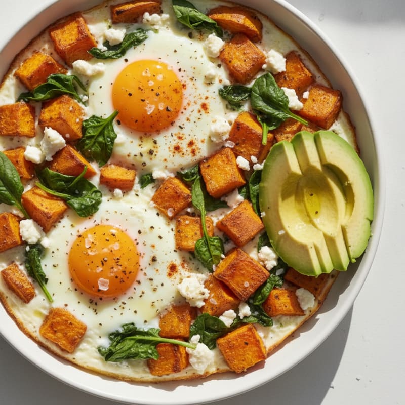 Baked Eggs with Roasted Sweet Potatoes