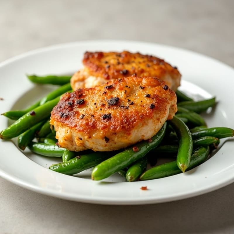 Crispy Pan-Seared Chicken Thighs with Roasted Green Beans