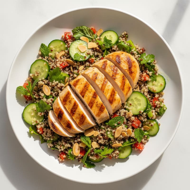 Grilled Chicken Breast with Crunchy Quinoa Salad
