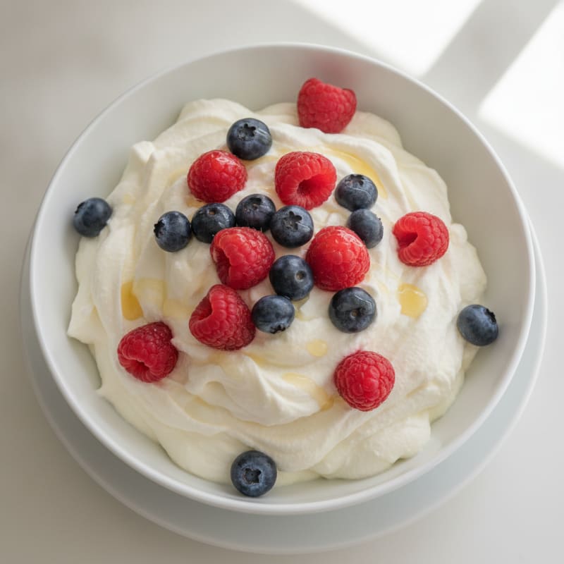 Greek Yogurt Protein Mousse with Mixed Berries
