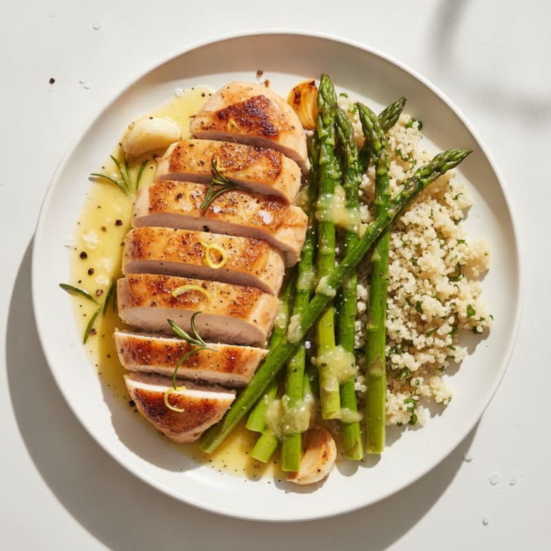 Lemon Herb Roasted Chicken with Asparagus