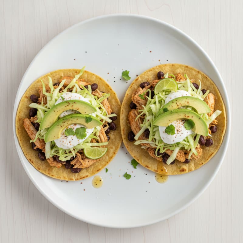 Shredded Chicken and Black Bean Tostadas