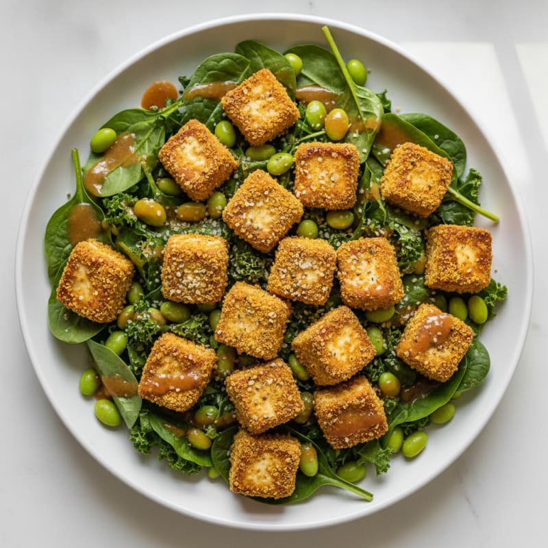 Pan-Seared Tofu Edamame Salad