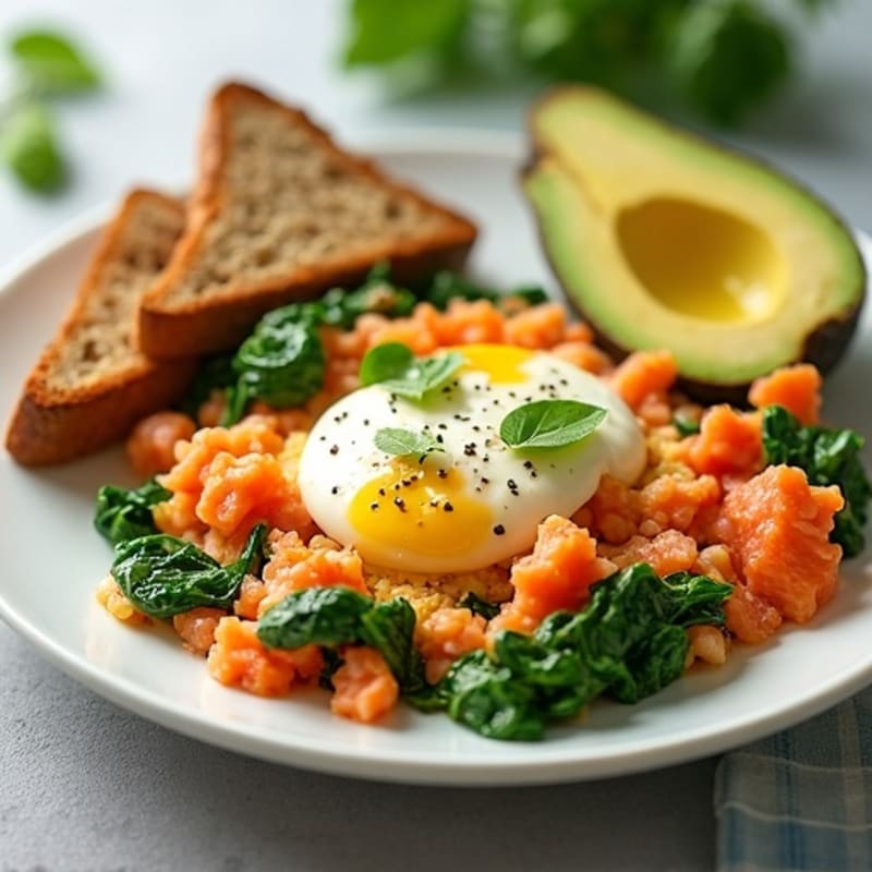 Smoked Salmon Scramble with Creamy Cottage Cheese and Spinach