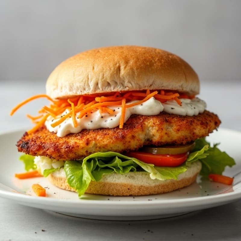Crispy Baked Chicken Sandwich with Greek Yogurt Slaw
