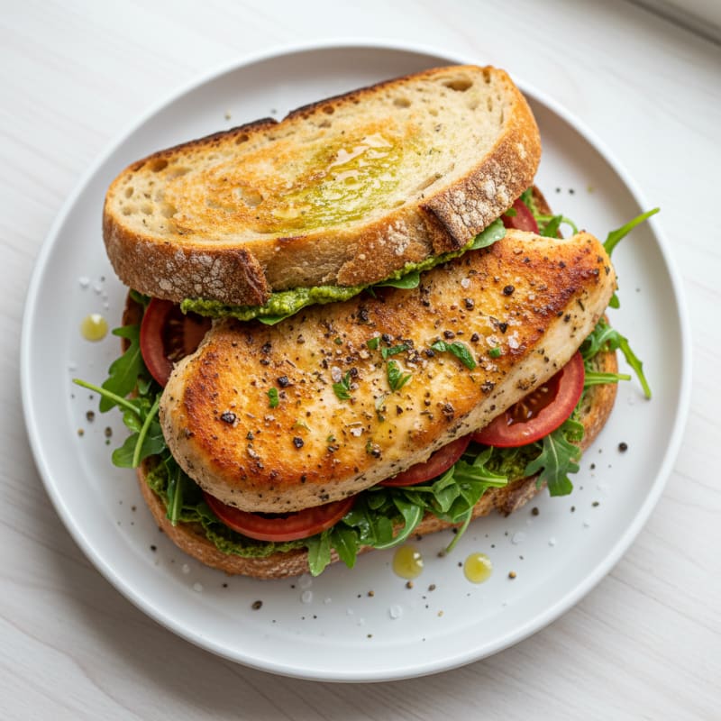 Crispy Pesto Chicken Sourdough Sandwich