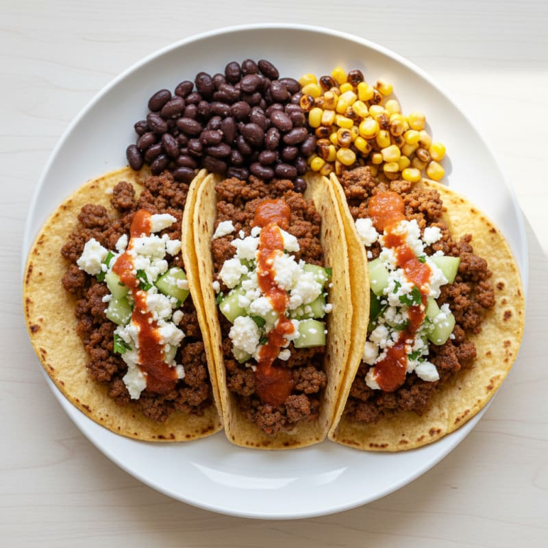 Spicy Ground Beef Tacos with Feta