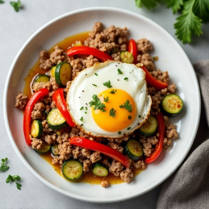 Lean Ground Turkey Skillet with Roasted Vegetables