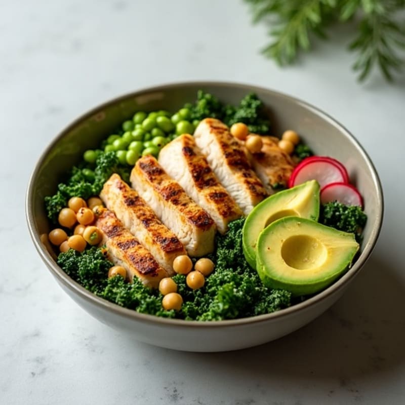 Crunchy Avocado Kale Bowl with Citrus Vinaigrette