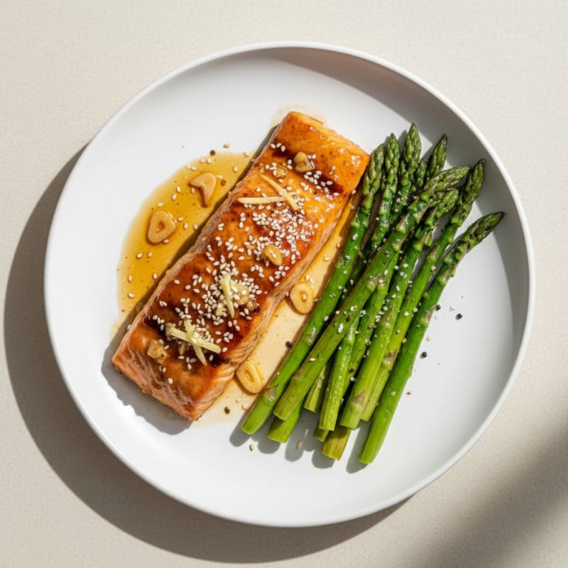 Golden Teriyaki-Glazed Salmon with Roasted Asparagus