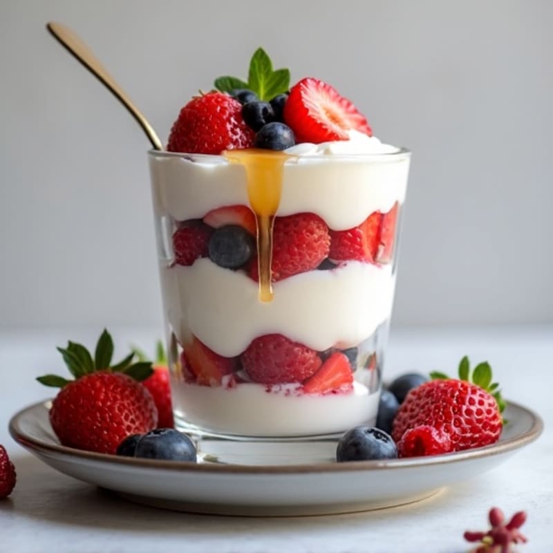 Greek Yogurt Protein Parfait with Mixed Berries