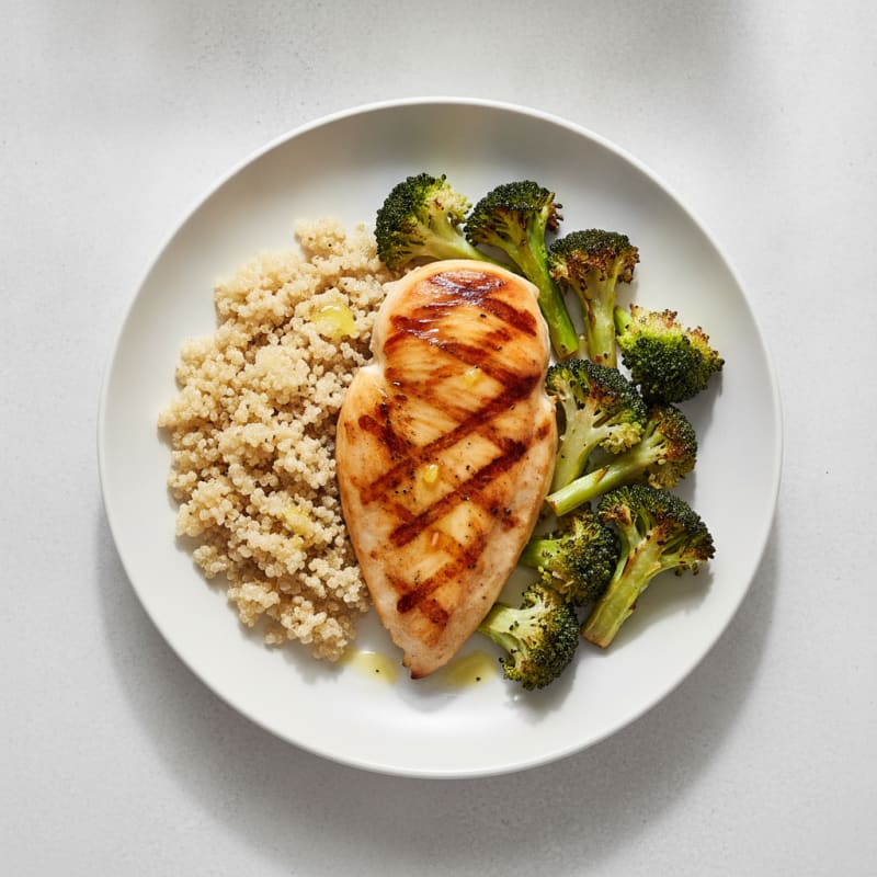 Grilled Chicken Breast with Roasted Broccoli and Quinoa