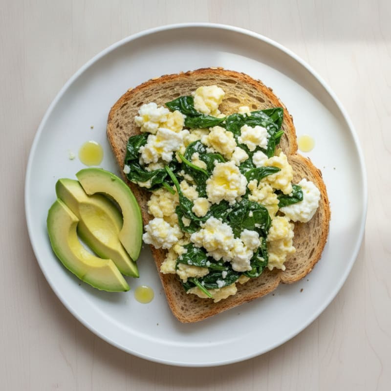 Egg White and Spinach Scramble with Cottage Cheese