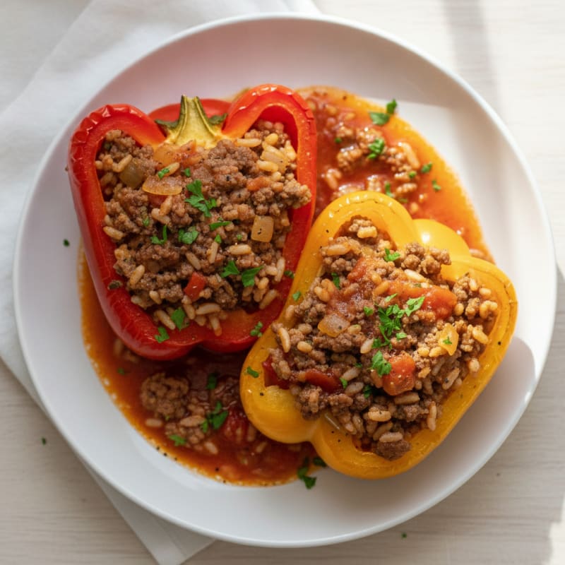 Beef and Rice Stuffed Bell Peppers