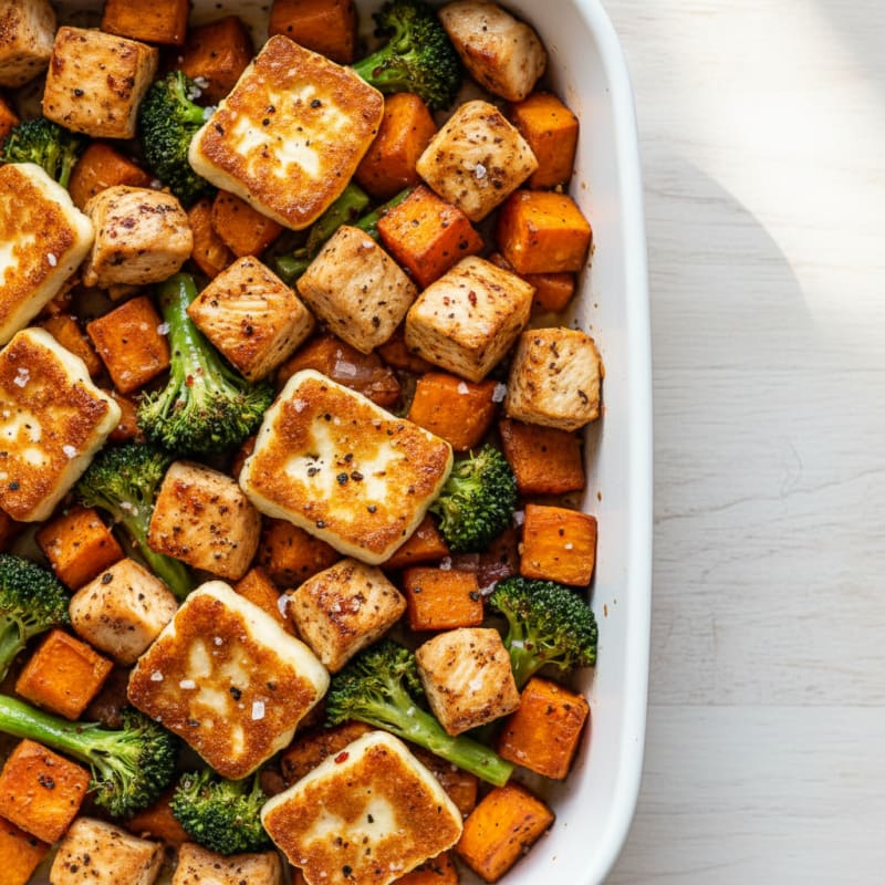 Golden Sweet Potato Haloumi Traybake