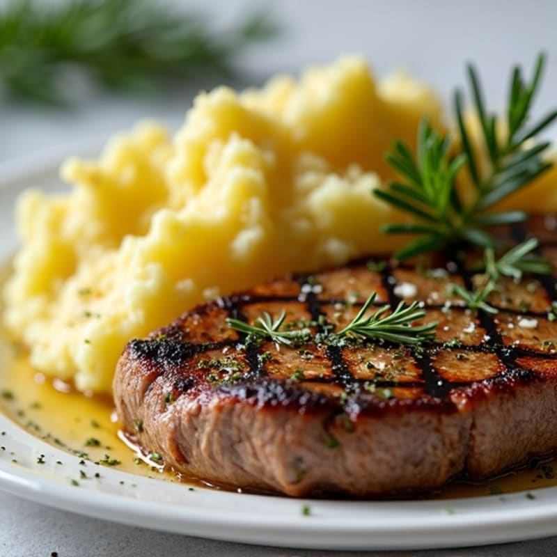 Herb-Crusted Steak with Garlic Smashed Potatoes