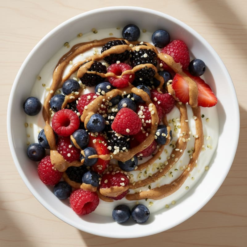 Creamy Greek Yogurt Bowl with Mixed Berries and Almond Butter