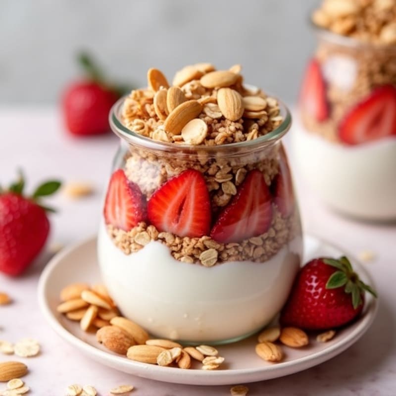 Creamy Strawberry Protein Parfait with Toasted Oat Crumble