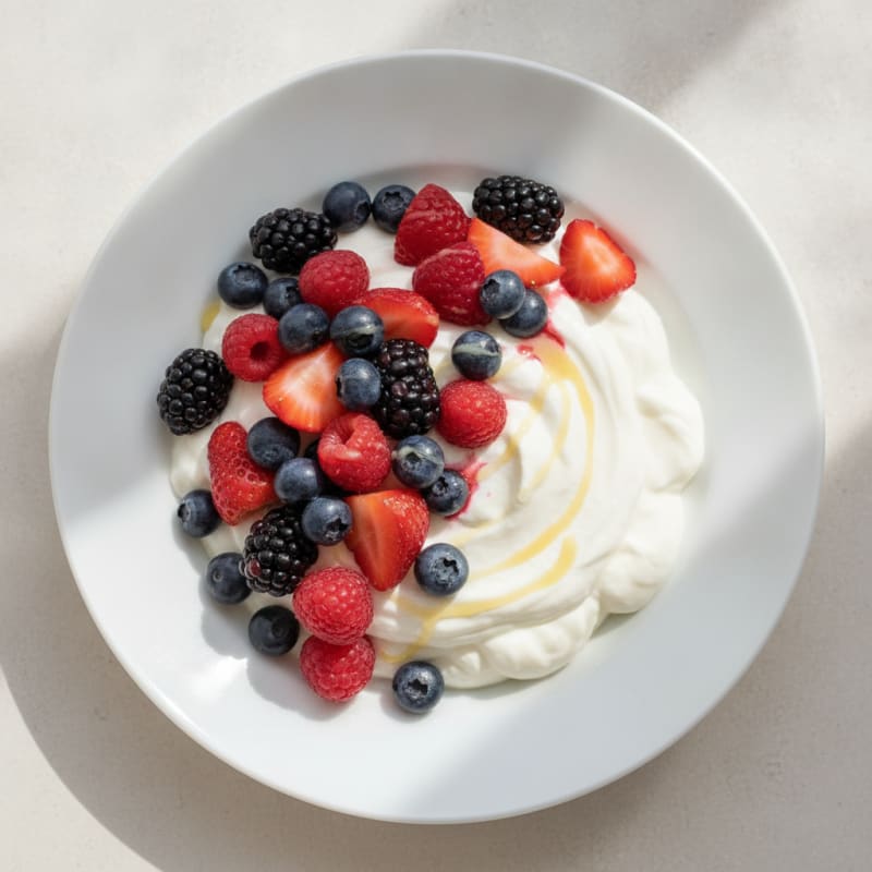 Silky Greek Yogurt Protein Pudding with Mixed Berries
